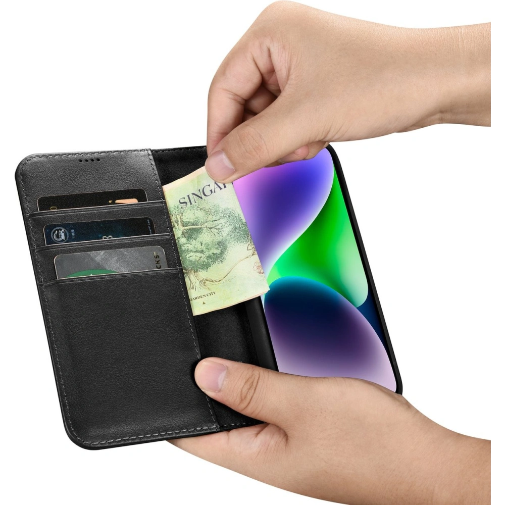 Hurtownia GSM - Etui iCarer Wallet Anti-RFID 2in1 Apple iPhone 14 negru - ICR453 - {ean13} - Hurt
