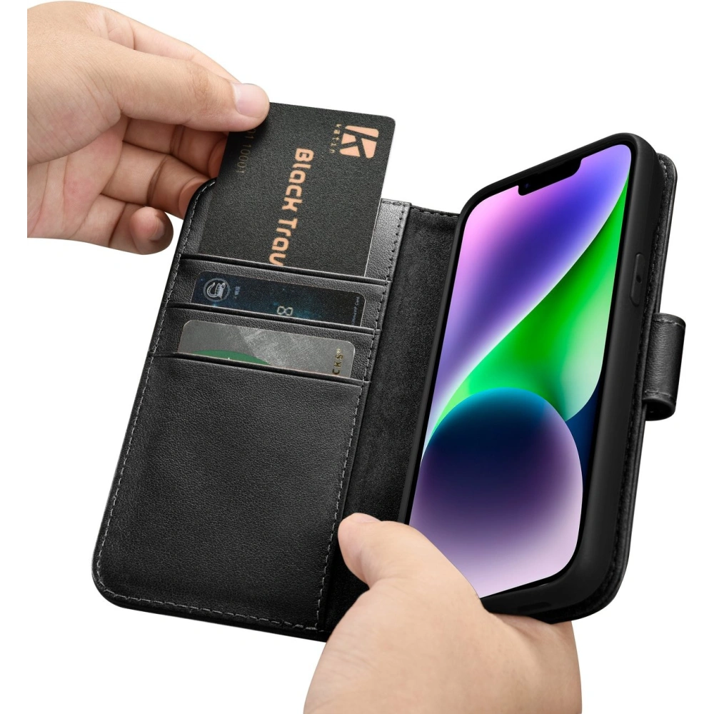 Hurtownia GSM - Etui iCarer Wallet Anti-RFID 2in1 Apple iPhone 14 negru - ICR453 - {ean13} - Hurt