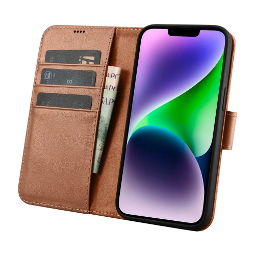 Etui iCarer Wallet Anti-RFID 2in1 Apple iPhone 14 brązowy
