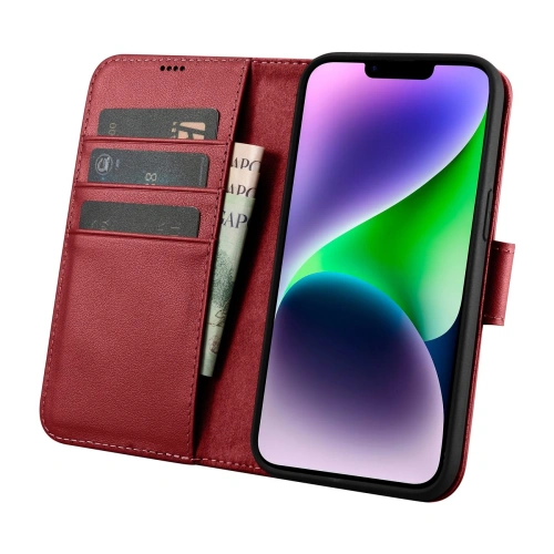 Etui iCarer Wallet Anti-RFID 2in1 Apple iPhone 14 czerwony