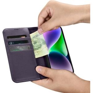 Wholesale iCarer Wallet Anti-RFID 2in1 Apple iPhone 14 dark purple - ICR456 - {ean13} - Hurt