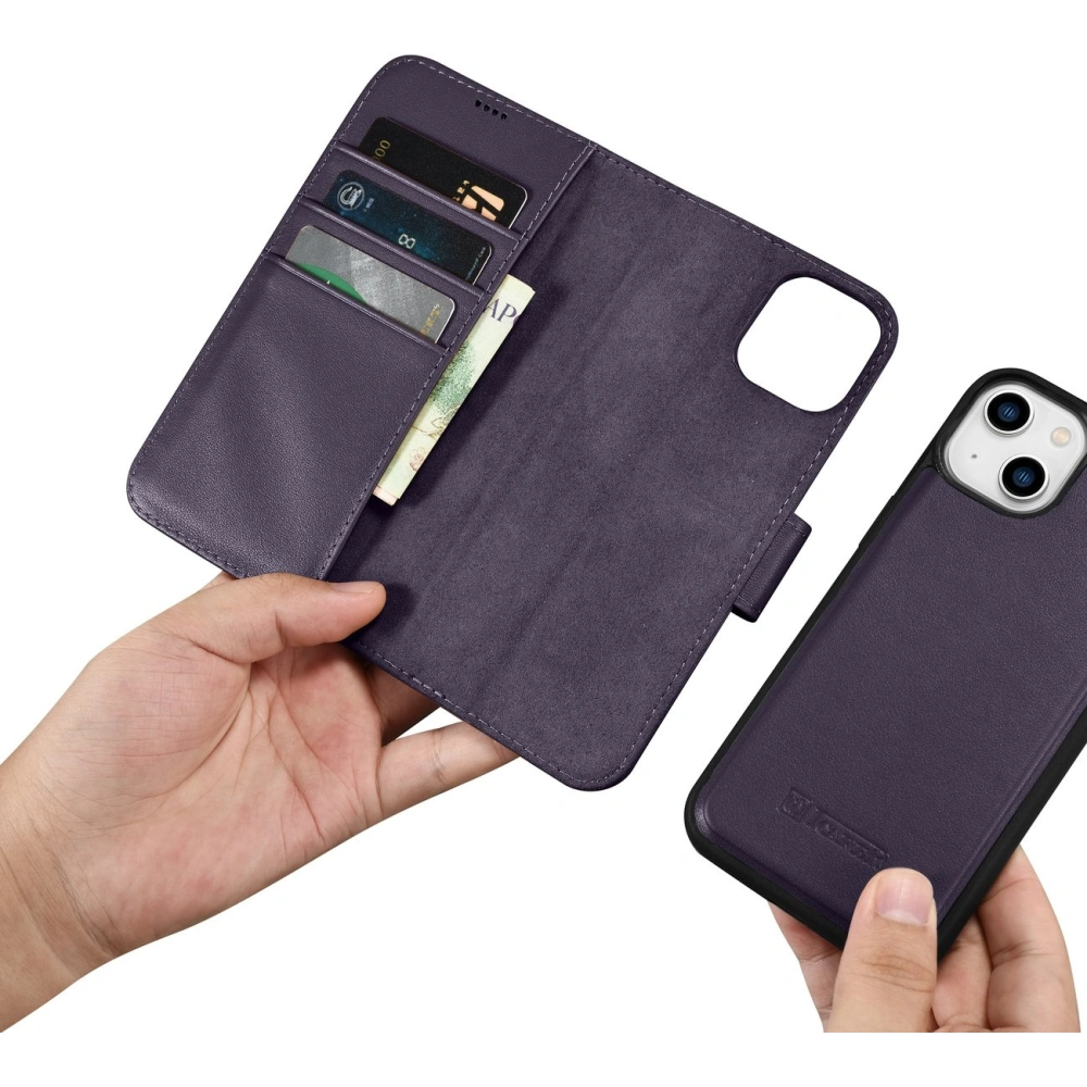 Wholesale iCarer Wallet Anti-RFID 2in1 Apple iPhone 14 dark purple - ICR456 - {ean13} - Hurt