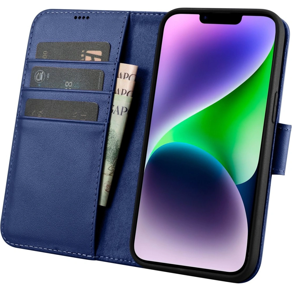 Hurtownia GSM - Etui iCarer Wallet Anti-RFID 2in1 Apple iPhone 14 niebieski - ICR458 - {ean13} - Hurt