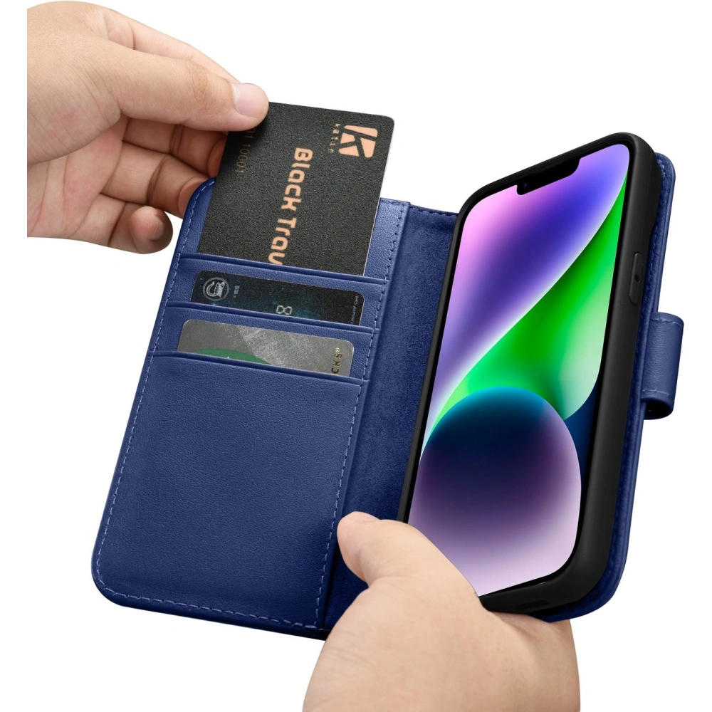Hurtownia GSM - Etui iCarer Wallet Anti-RFID 2in1 Apple iPhone 14 albastru - ICR458 - {ean13} - Hurt