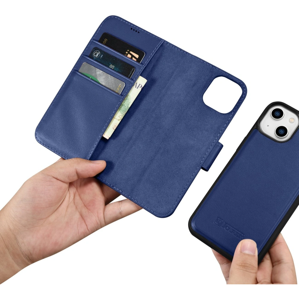 Hurtownia GSM - Etui iCarer Wallet Anti-RFID 2in1 Apple iPhone 14 niebieski - ICR458 - {ean13} - Hurt