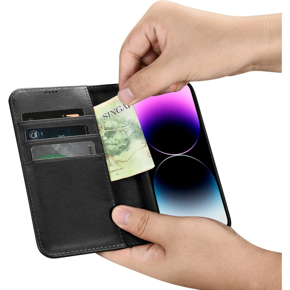 Hurtownia GSM - Etui iCarer Wallet Anti-RFID 2in1 Apple iPhone 14 Pro fekete - ICR459 - {ean13} - Hurt