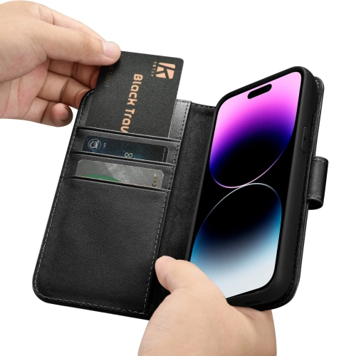 Etui iCarer Wallet Anti-RFID 2in1 Apple iPhone 14 Pro czarny
