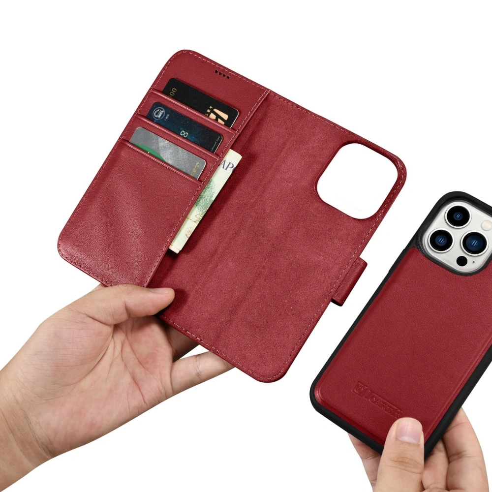 Hurtownia GSM - Etui iCarer Wallet Anti-RFID 2in1 Apple iPhone 14 Pro roșu - ICR461 - {ean13} - Hurt