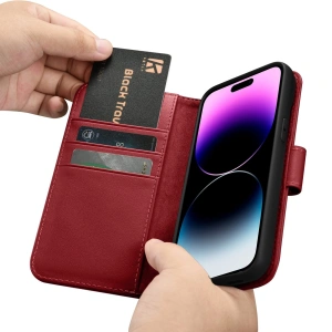 Hurtownia GSM - Etui iCarer Wallet Anti-RFID 2in1 Apple iPhone 14 Pro červený - ICR461 - {ean13} - Hurt