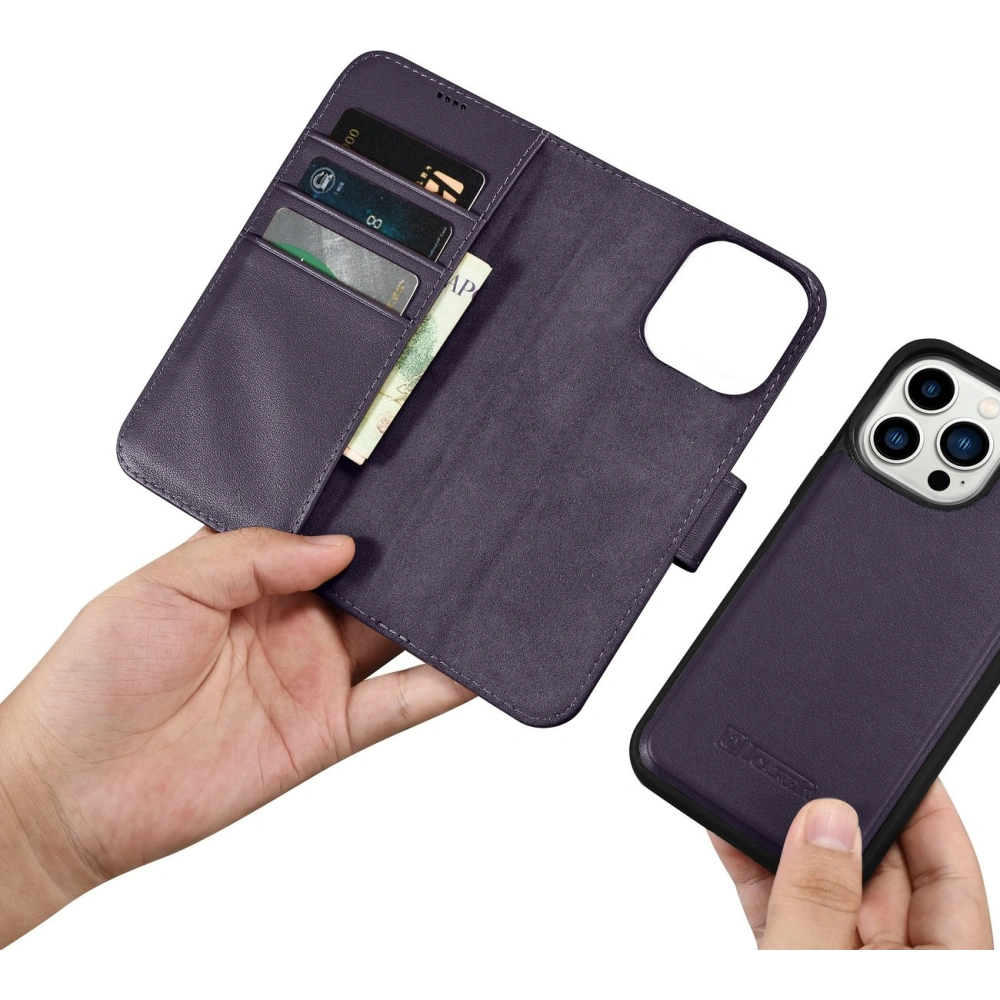Hurtownia GSM - Etui iCarer Wallet Anti-RFID 2in1 Apple iPhone 14 Pro mov închis - ICR462 - {ean13} - Hurt