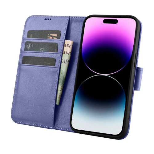 Etui iCarer Wallet Anti-RFID 2in1 Apple iPhone 14 Pro jasnofioletowy