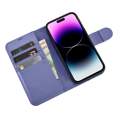 Etui iCarer Wallet Anti-RFID 2in1 Apple iPhone 14 Pro jasnofioletowy