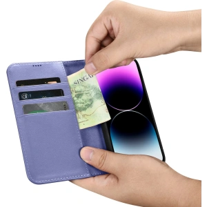 Hurtownia GSM - Etui iCarer Wallet Anti-RFID 2in1 Apple iPhone 14 Pro jasnofialová - ICR463 - {ean13} - Hurt