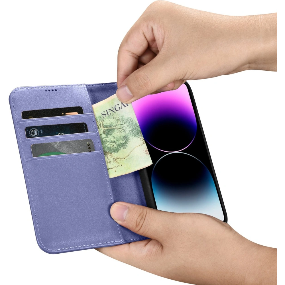 Hurtownia GSM - Etui iCarer Wallet Anti-RFID 2in1 Apple iPhone 14 Pro lila deschis - ICR463 - {ean13} - Hurt