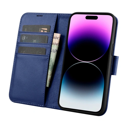 Etui iCarer Wallet Anti-RFID 2in1 Apple iPhone 14 Pro niebieski