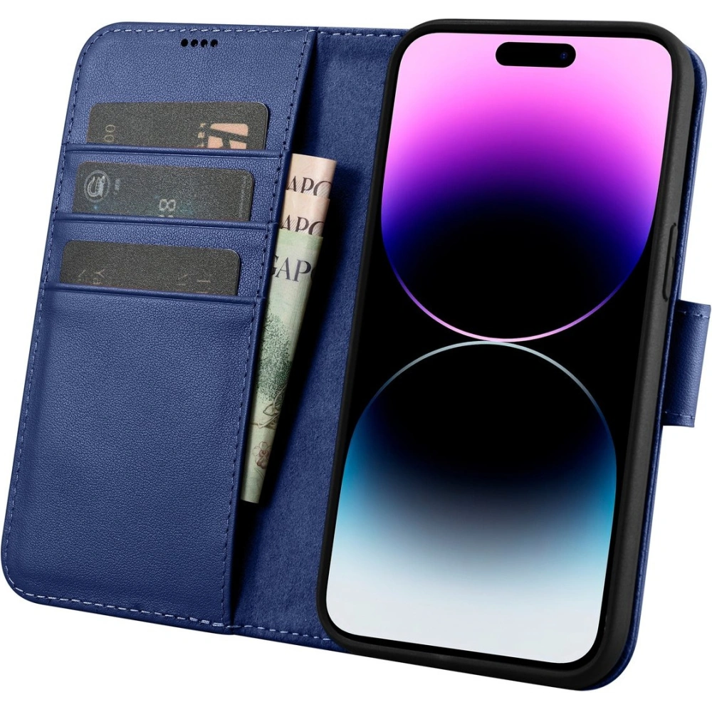 Hurtownia GSM - Etui iCarer Wallet Anti-RFID 2in1 Apple iPhone 14 Pro albastru - ICR464 - {ean13} - Hurt