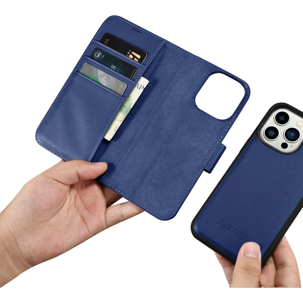 Hurtownia GSM - Etui iCarer Wallet Anti-RFID 2in1 Apple iPhone 14 Pro albastru - ICR464 - {ean13} - Hurt