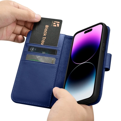Etui iCarer Wallet Anti-RFID 2in1 Apple iPhone 14 Pro niebieski