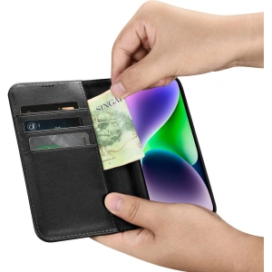 Hurtownia GSM - Etui iCarer Wallet Anti-RFID 2in1 Apple iPhone 14 Plus / 15 Plus černé - ICR465 - {ean13} - Hurt