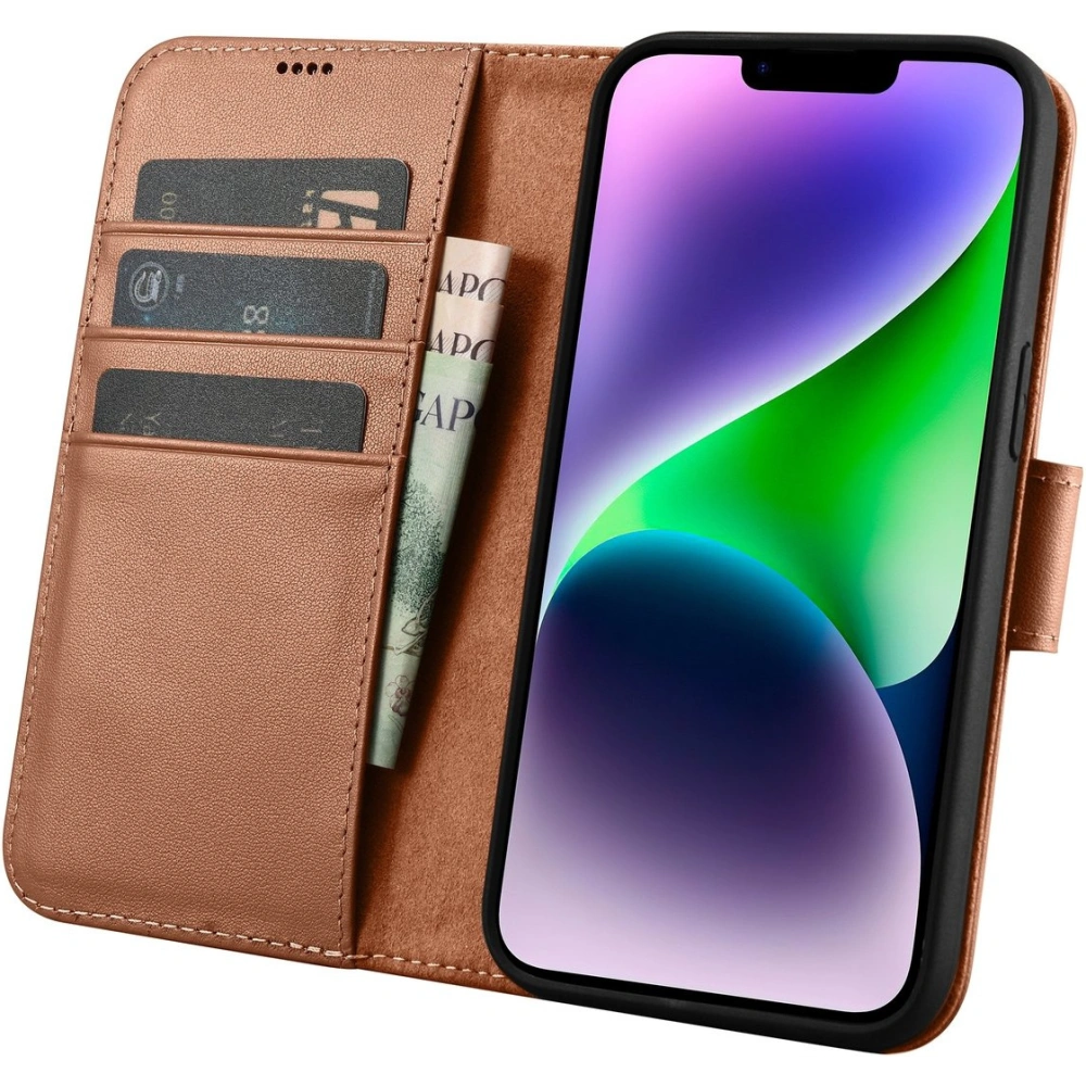 Hurtownia GSM - Etui iCarer Wallet Anti-RFID 2in1 Apple iPhone 14 Plus / 15 Plus hnědé - ICR466 - {ean13} - Hurt