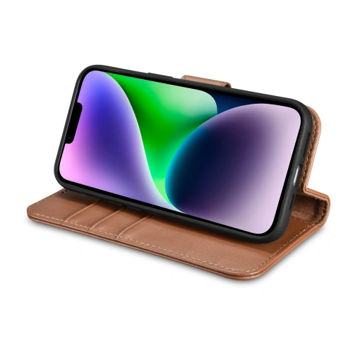 Etui iCarer Wallet Anti-RFID 2in1 Apple iPhone 14 Plus / 15 Plus brązowy