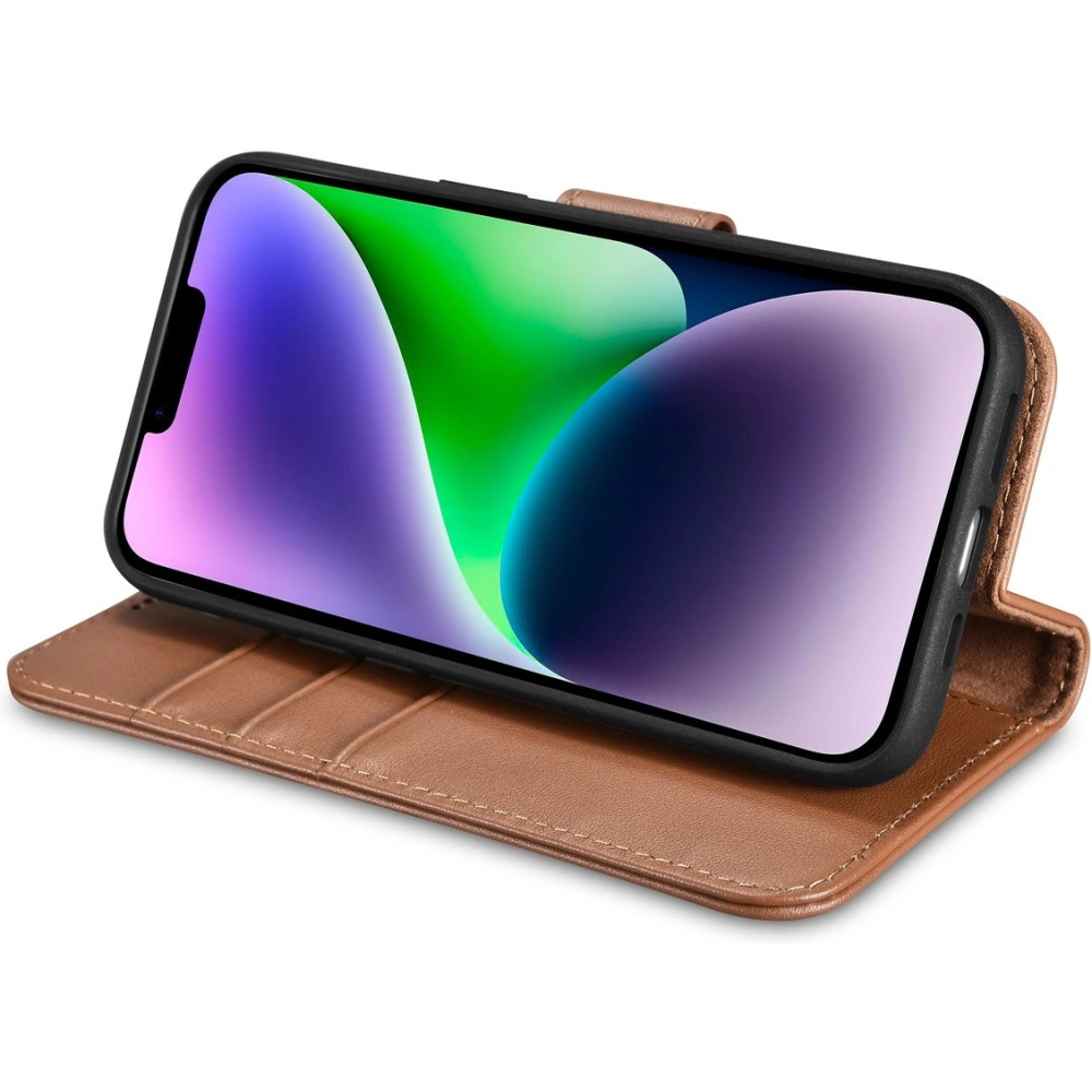 Wholesale iCarer Wallet Anti-RFID 2in1 Apple iPhone 14 Plus / 15 Plus brown - ICR466 - {ean13} - Hurt
