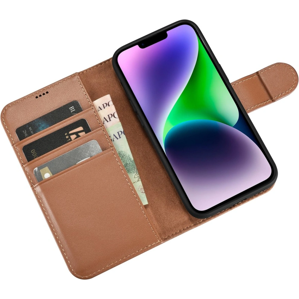 Hurtownia GSM - Etui iCarer Wallet Anti-RFID 2in1 Apple iPhone 14 Plus / 15 Plus hnědé - ICR466 - {ean13} - Hurt