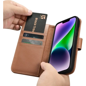 Hurtownia GSM - Etui iCarer Wallet Anti-RFID 2in1 Apple iPhone 14 Plus / 15 Plus hnědé - ICR466 - {ean13} - Hurt