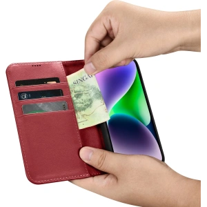 Hurtownia GSM - Etui iCarer Wallet Anti-RFID 2in1 Apple iPhone 14 Plus / 15 Plus červené - ICR467 - {ean13} - Hurt