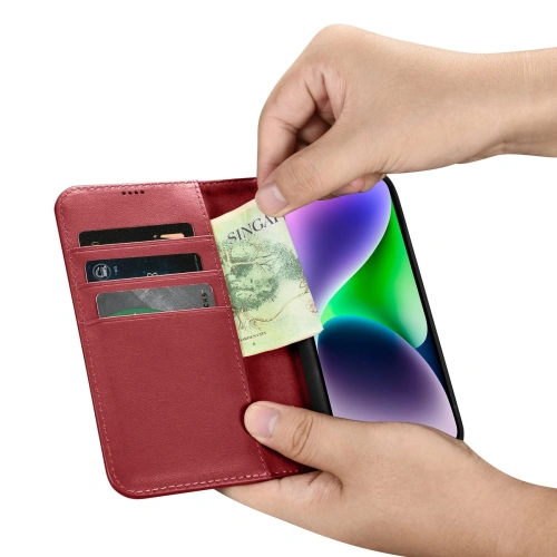 Etui iCarer Wallet Anti-RFID 2in1 Apple iPhone 14 Plus / 15 Plus czerwony