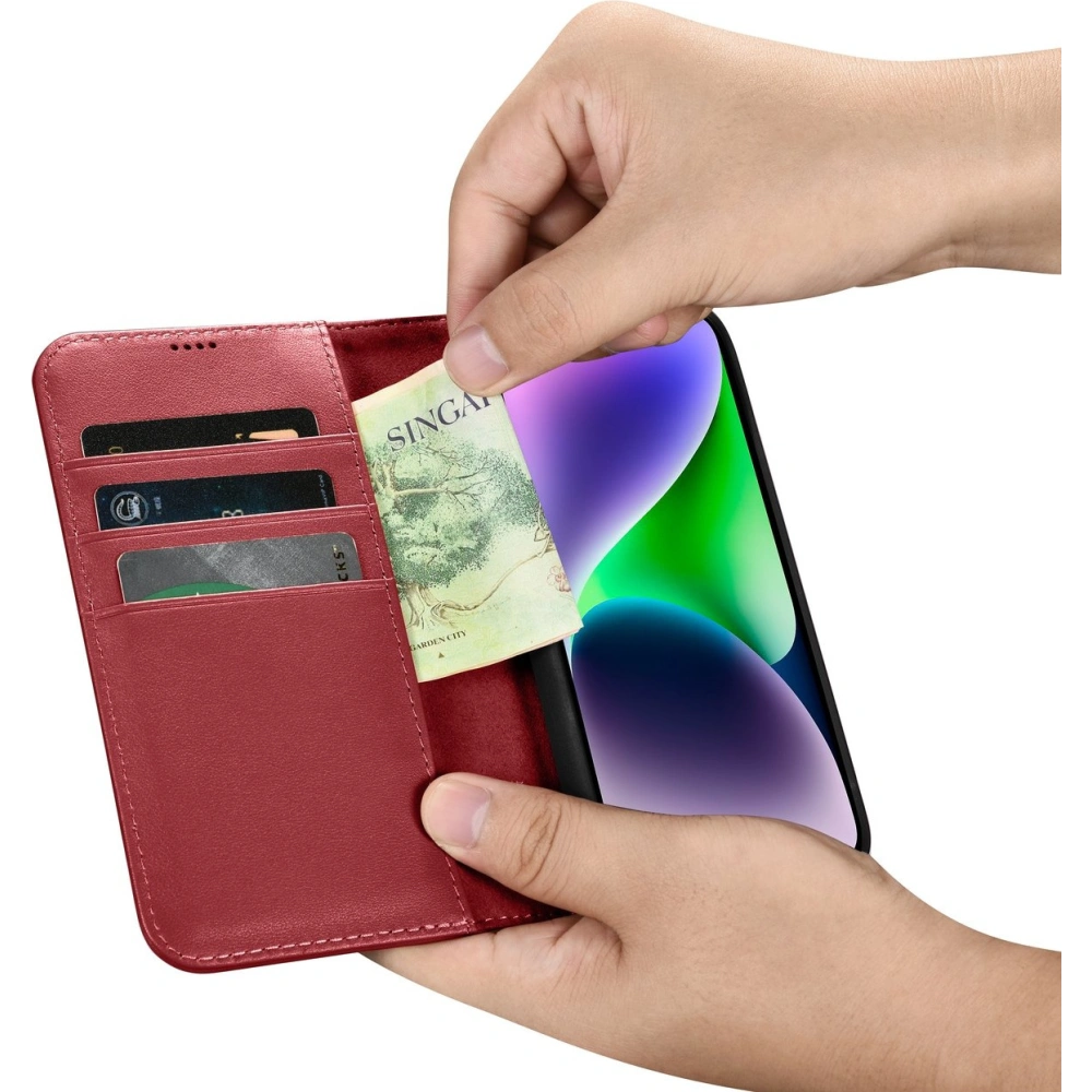 Hurtownia GSM - Etui iCarer Wallet Anti-RFID 2in1 Apple iPhone 14 Plus / 15 Plus červené - ICR467 - {ean13} - Hurt