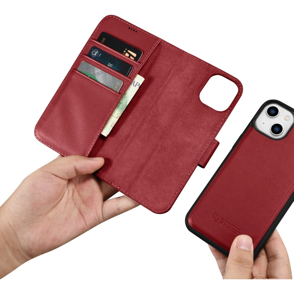 Hurtownia GSM - Etui iCarer Wallet Anti-RFID 2in1 Apple iPhone 14 Plus / 15 Plus červené - ICR467 - {ean13} - Hurt