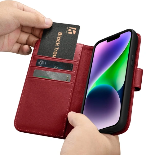 Etui iCarer Wallet Anti-RFID 2in1 Apple iPhone 14 Plus / 15 Plus czerwony