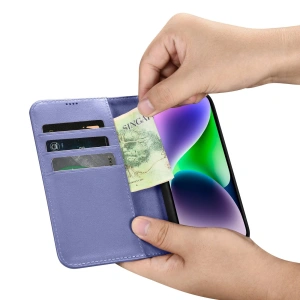 Hurtownia GSM - Etui iCarer Wallet Anti-RFID 2in1 Apple iPhone 14 Plus / 15 Plus jasnofialový - ICR469 - {ean13} - Hurt