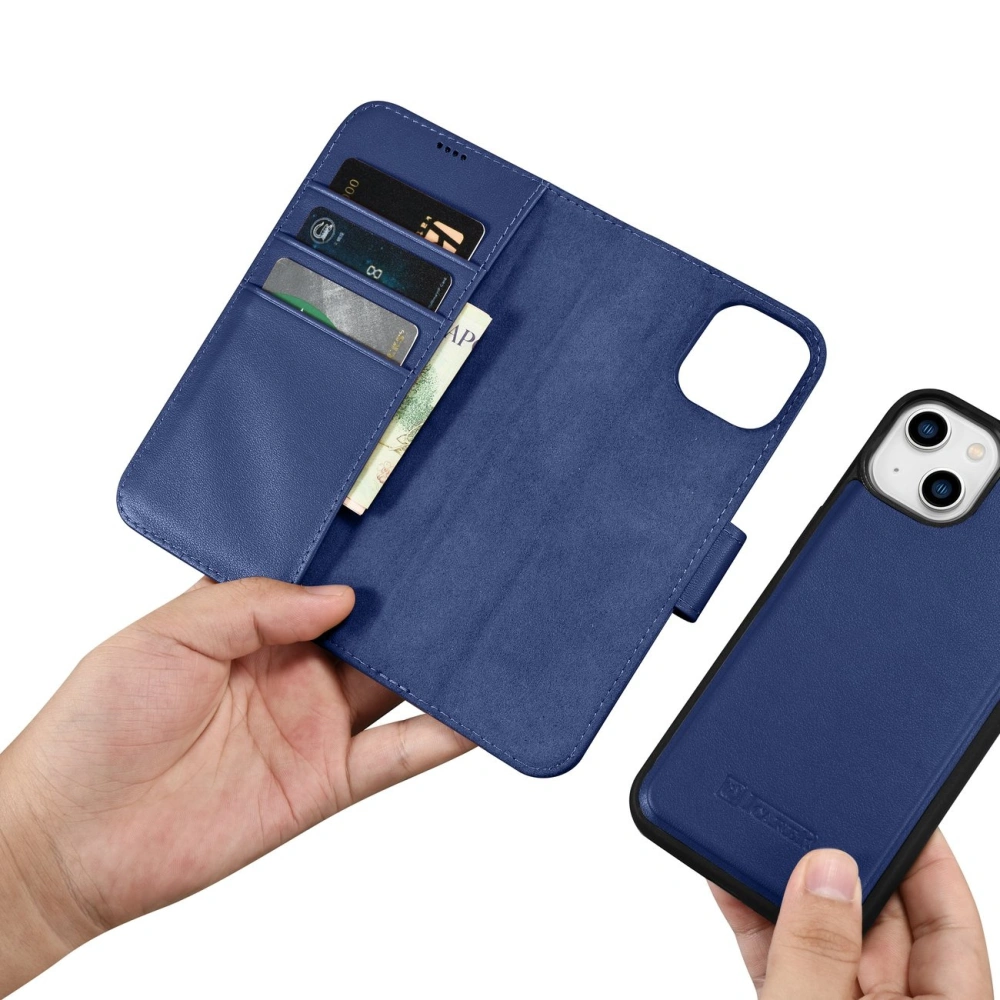 Hurtownia GSM - Case iCarer Wallet Anti-RFID 2in1 Apple iPhone 14 Plus / 15 Plus blau - ICR470 - {ean13} - Hurt