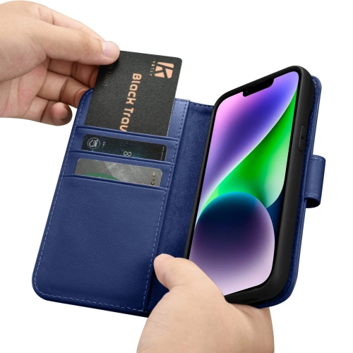 Etui iCarer Wallet Anti-RFID 2in1 Apple iPhone 14 Plus / 15 Plus niebieski