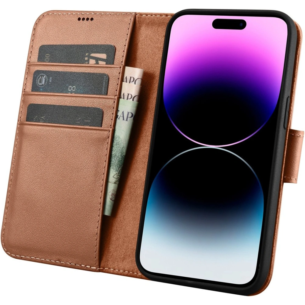 Hurtownia GSM - Etui iCarer Wallet Anti-RFID 2in1 Apple iPhone 14 Pro Max barna - ICR472 - {ean13} - Hurt