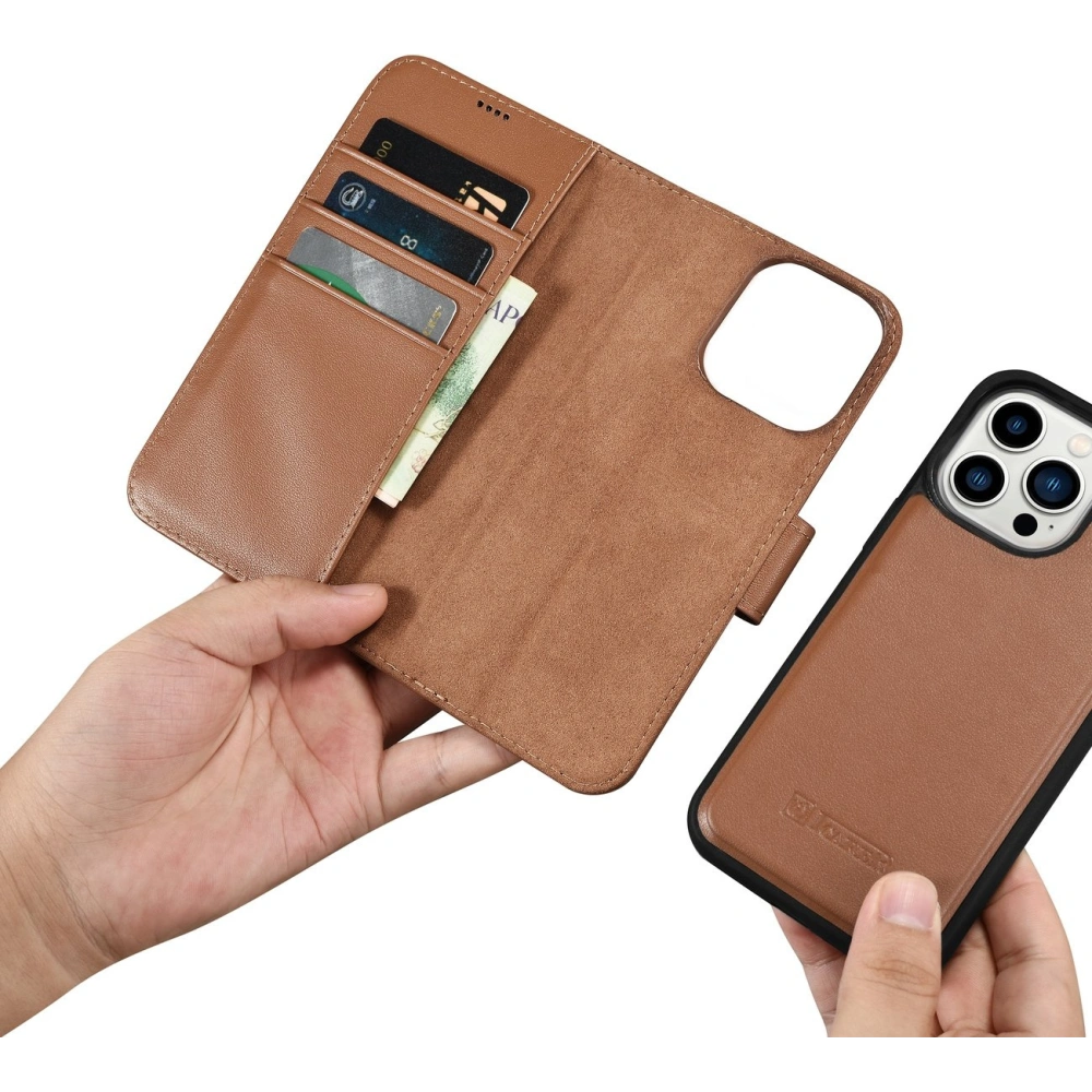 Hurtownia GSM - Etui iCarer Wallet Anti-RFID 2in1 Apple iPhone 14 Pro Max barna - ICR472 - {ean13} - Hurt