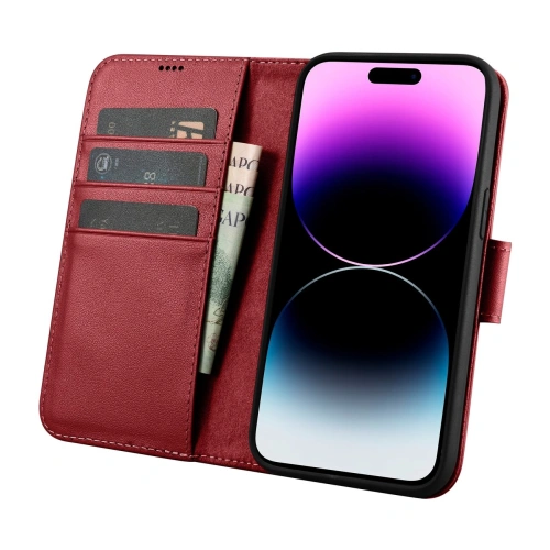 Etui iCarer Wallet Anti-RFID 2in1 Apple iPhone 14 Pro Max czerwony