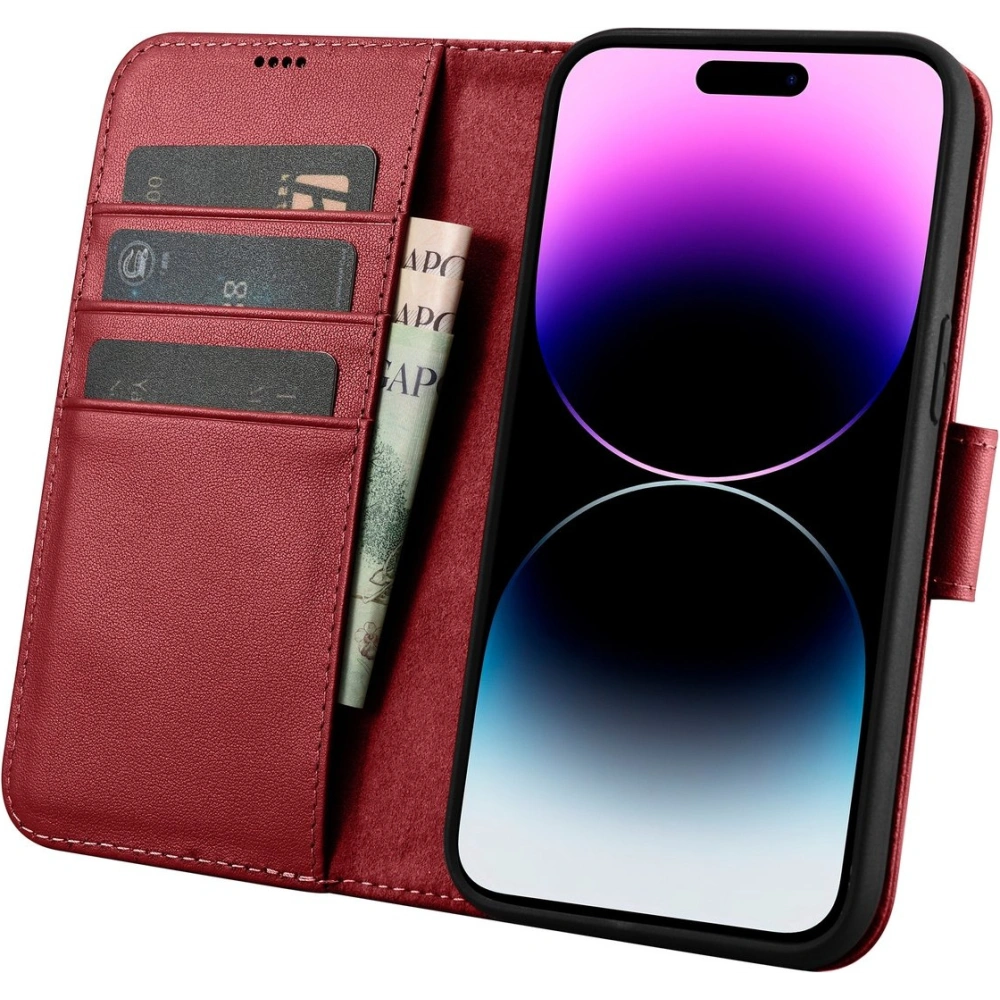 Hurtownia GSM - Etui iCarer Wallet Anti-RFID 2in1 Apple iPhone 14 Pro Max červené - ICR473 - {ean13} - Hurt