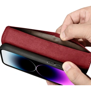 Wholesale iCarer Wallet Anti-RFID 2in1 Apple iPhone 14 Pro Max red - ICR473 - {ean13} - Hurt