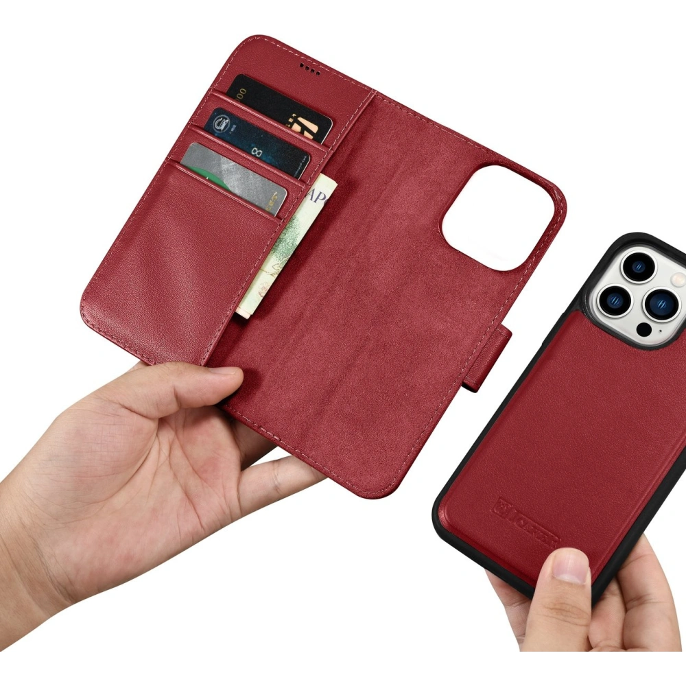 Hurtownia GSM - Etui iCarer Wallet Anti-RFID 2in1 Apple iPhone 14 Pro Max červené - ICR473 - {ean13} - Hurt