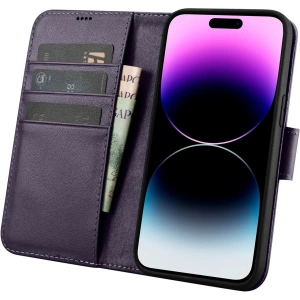 Hurtownia GSM - Etui iCarer Wallet Anti-RFID 2in1 Apple iPhone 14 Pro Max tmavě fialové - ICR474 - {ean13} - Hurt