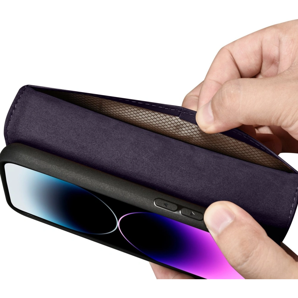 Hurtownia GSM - Etui iCarer Wallet Anti-RFID 2in1 Apple iPhone 14 Pro Max mov închis - ICR474 - {ean13} - Hurt