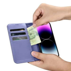 Hurtownia GSM - Etui iCarer Wallet Anti-RFID 2in1 Apple iPhone 14 Pro Max jasnofialový - ICR475 - {ean13} - Hurt