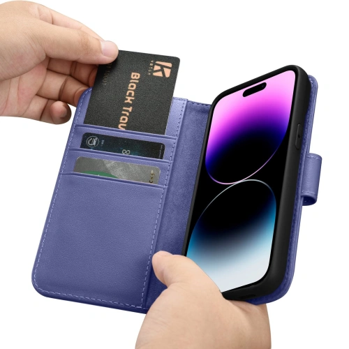 Etui iCarer Wallet Anti-RFID 2in1 Apple iPhone 14 Pro Max jasnofioletowy
