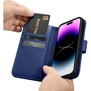 Hurtownia GSM - Etui iCarer Wallet Anti-RFID 2in1 Apple iPhone 14 Pro Max modré - ICR476 - {ean13} - Hurt