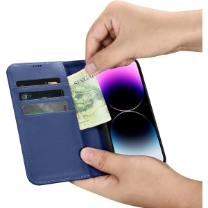 Hurtownia GSM - Etui iCarer Wallet Anti-RFID 2in1 Apple iPhone 14 Pro Max modré - ICR476 - {ean13} - Hurt