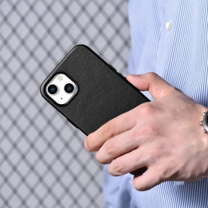 Wholesale iCarer Case Leather MagSafe Apple iPhone 14 Plus / 15 Plus black - ICR477 - {ean13} - Hurt