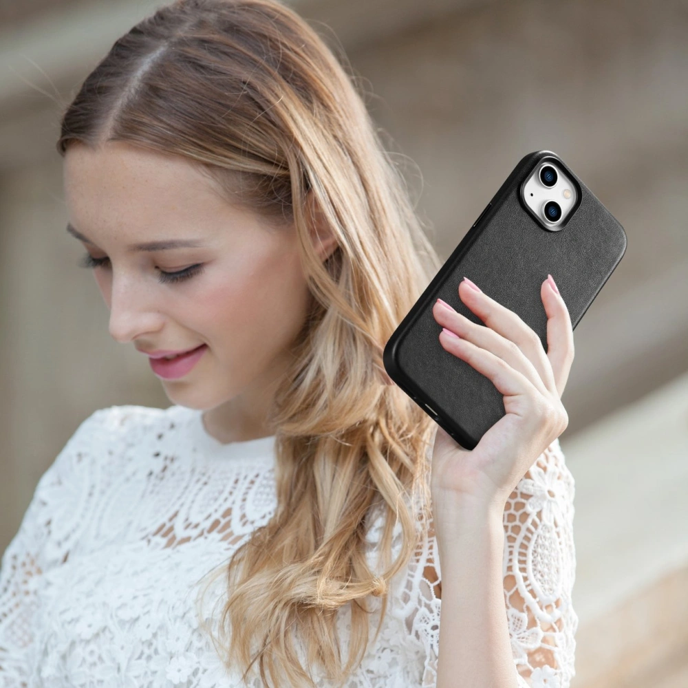 Hurtownia GSM - Etui iCarer Case Leather MagSafe Apple iPhone 14 Plus / 15 Plus černé - ICR477 - {ean13} - Hurt